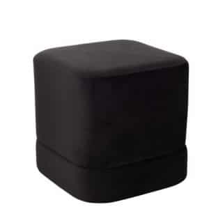 Norman puf i sort velour 46x46 cm fra J-Line