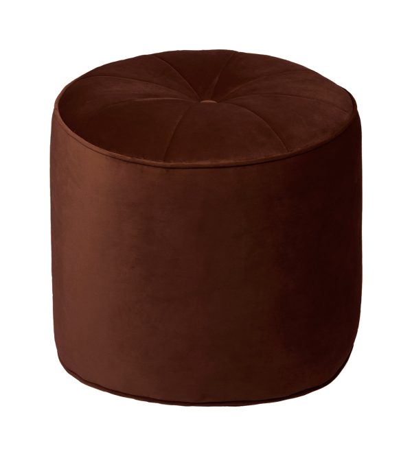 COZY LIVING Marocco puf, rund - mahogni brun velour (Ø50)