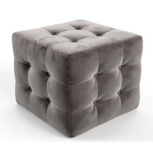 Chesterfield Puf, Grå Velour
