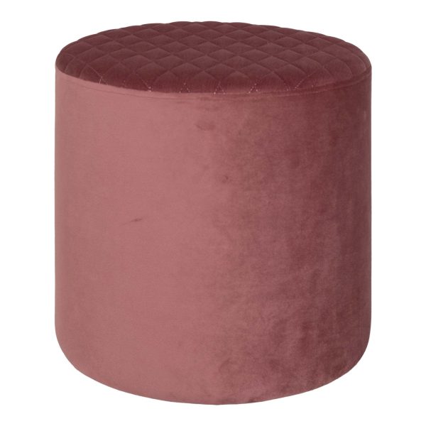 Ejby Puf - Puf i velour, rosa, Ø34x36 cm