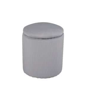 VENTURE DESIGN Limpen puf, m. opbevaring, cylinder - grå fløjl (Ø32)