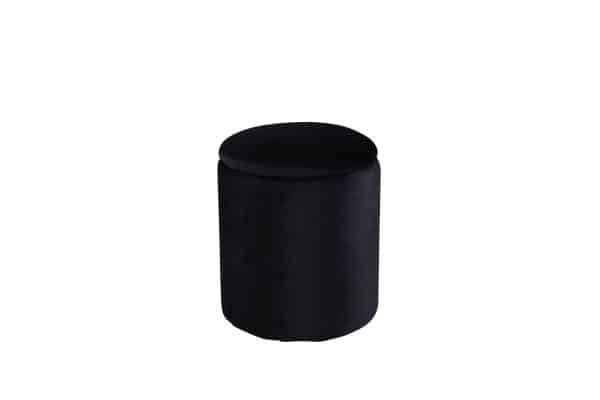 VENTURE DESIGN Limpen puf, m. opbevaring, cylinder - sort fløjl (Ø32)