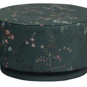 PIP STUDIOS Pip Kawai Flower puf, stor - grøn fløjl med multifarvet print (Ø60)