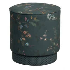 PIP STUDIOS Pip puf Kawai Flower, medium - grøn fløjl med multifarvet print (Ø40)