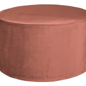 WOOOD Sara lav puf, rund - gammel rosa polyester fløjl (Ø60)