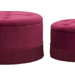 Glam taburet i træ, skum og polyester - 71x41 55x33 cm
