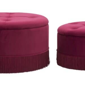 Glam taburet i træ, skum og polyester - 71x41 55x33 cm