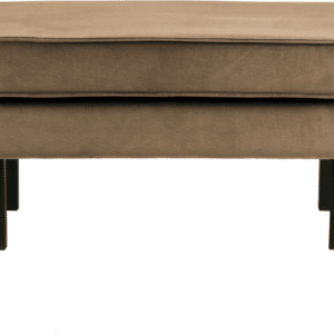 Skammel WOOOD Rodeo Jarra-velour taupe puf, fodskammel med metalben, fast komfort