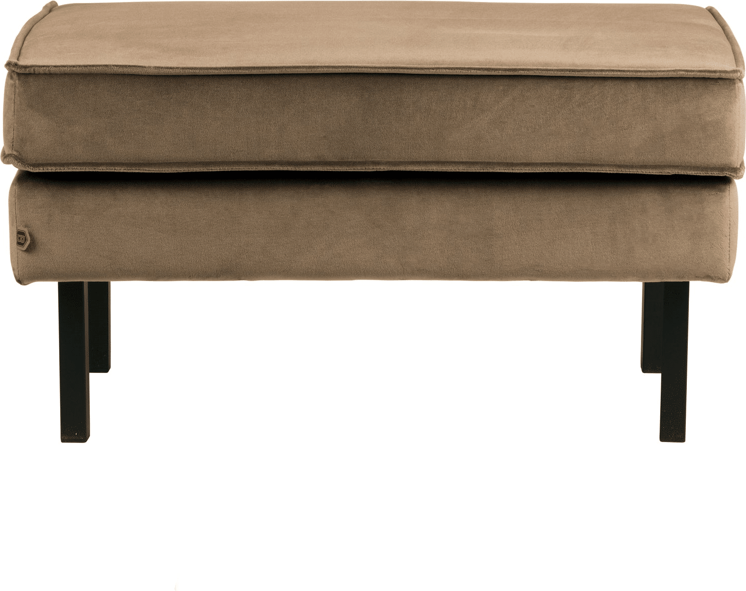 Skammel WOOOD Rodeo Jarra-velour taupe puf, fodskammel med metalben, fast komfort