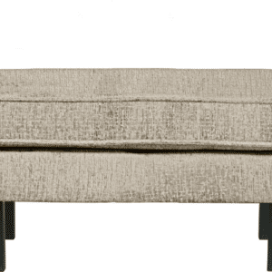 Skammel WOOOD Rodeo puf, struktureret velour Wheatfield, fast komfort H45xB84xD54 cm