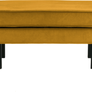 Skammel WOOOD Rodeo velour puf fodskammel, oker, metalben, fast komfort