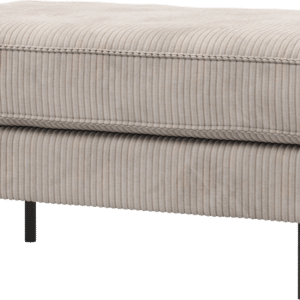 Skammel/puf WOOOD Rodeo ecru - ribstof velours, solid trækonstruktion, H45xB84xD54 cm