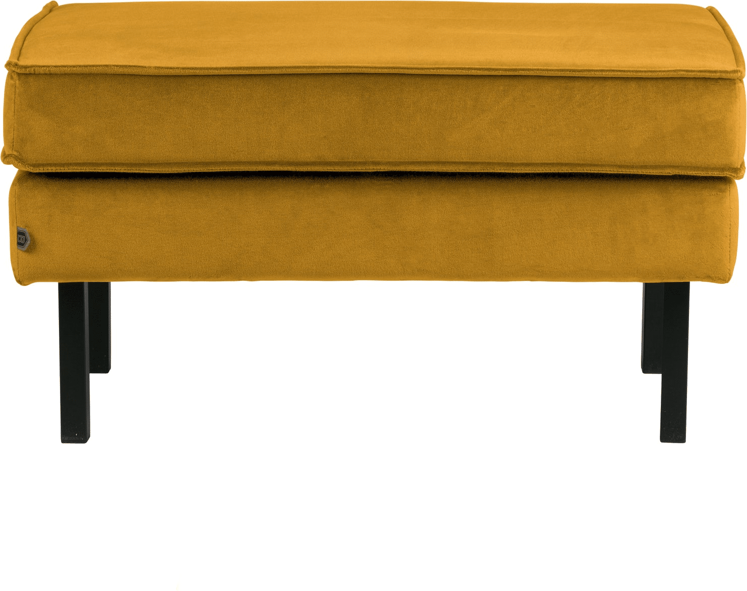 Skammel WOOOD Rodeo velour puf fodskammel, oker, metalben, fast komfort